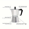 'Grande Silver Sovereign' Moka Pot | Espresso Maker 600ml (12 cups) - BrewTazza